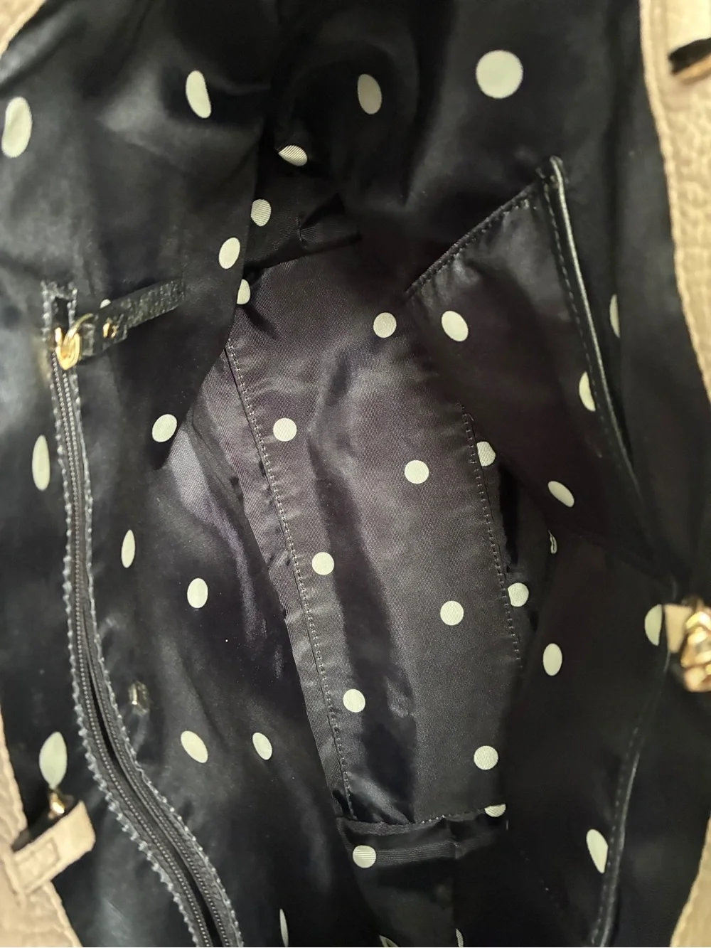 kate spade Pebbled Leather Satchel in Light Gray with Black Handles